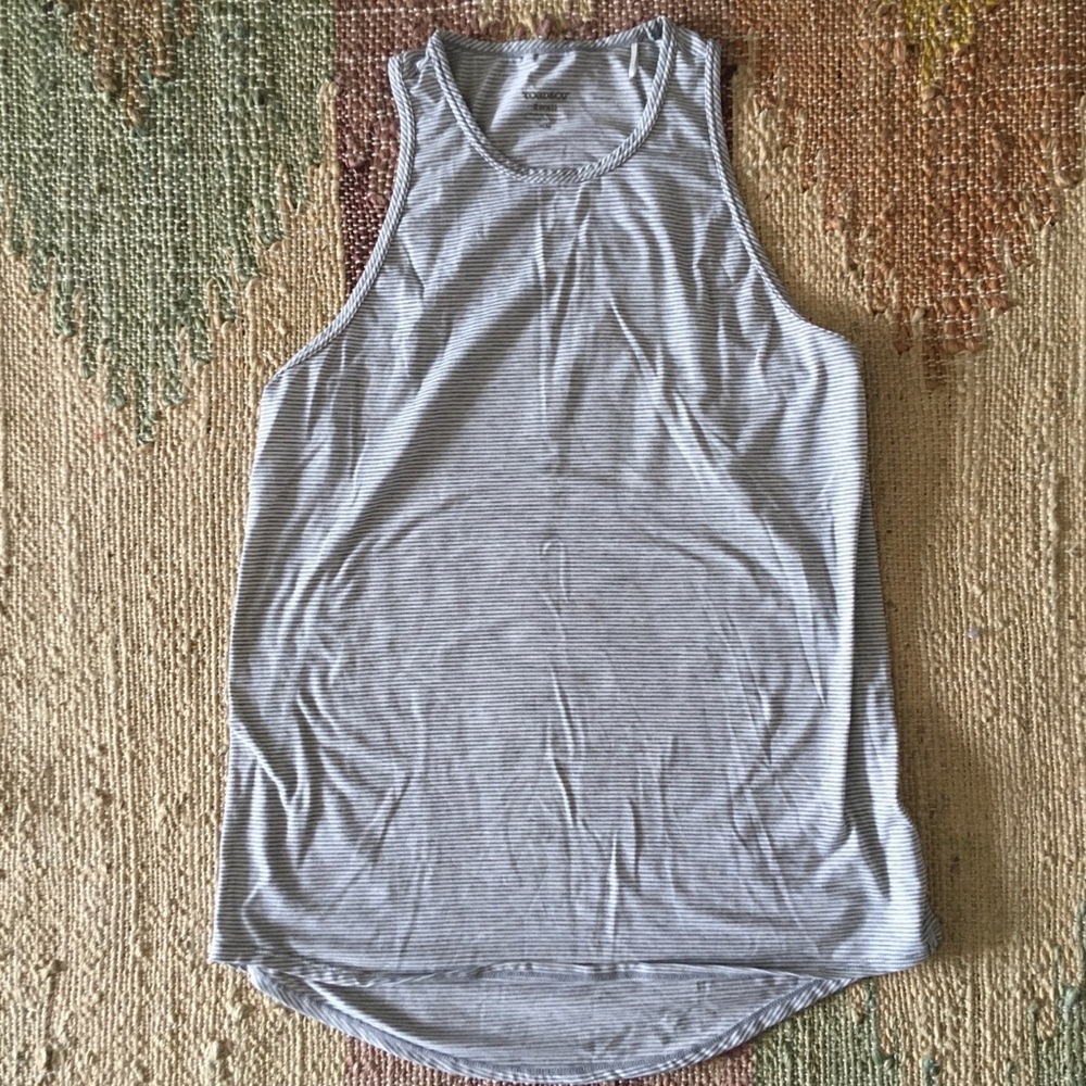 Toad&co grey and white stripe swifty tank size S